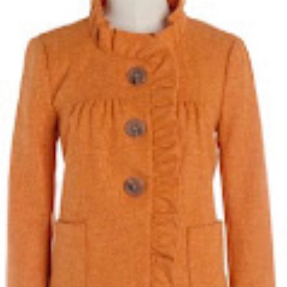 Jcrew Fiona lady jacket ruffled trim orange herringbone 0 everything must go